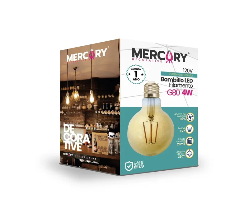 BOMBILLO LED FILAMENTO G95 GLOBO 4W 2700K MERCURY IBL39
