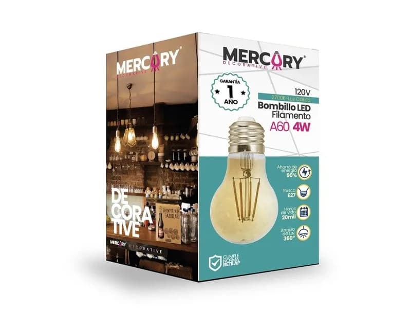 BOMBILLO LED FILAMENTO A60 4W 2700K 120V E27 MERCURY IBL21