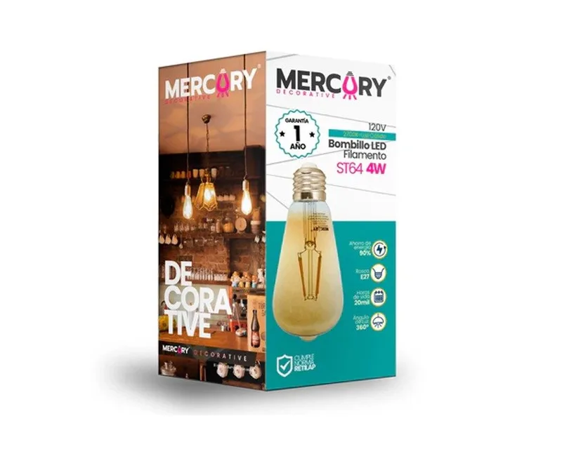 BOMBILLO LED FILAMENTO ST64 4W 2700K MERCURY IBL23