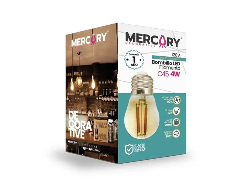 BOMBILLO LED FILAMENTO G45 PINPON 4W 2700K MERCURY IBL24